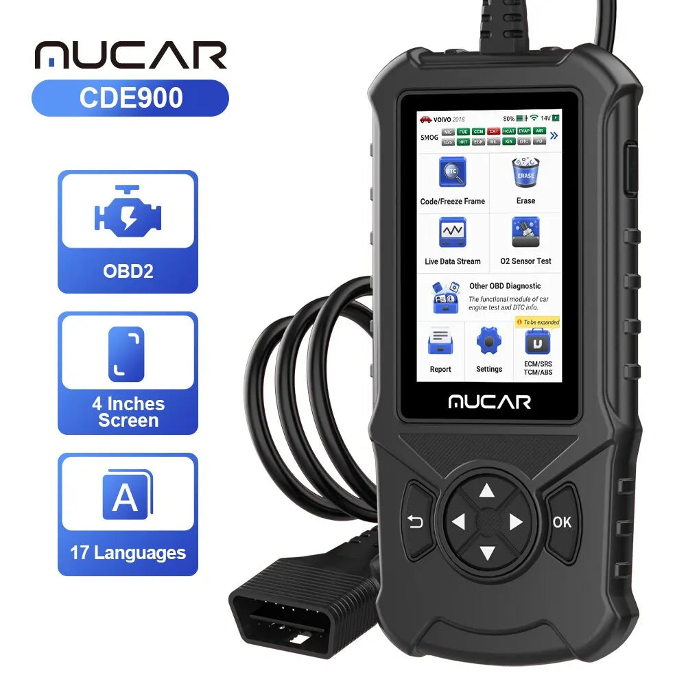 MUCAR CDE900/CDE900 PRO OBD2 Auto Diagnostic Tool car Scanner Tools full system 28 reset Code Reader Scan Tool 2+32G WIFI Update