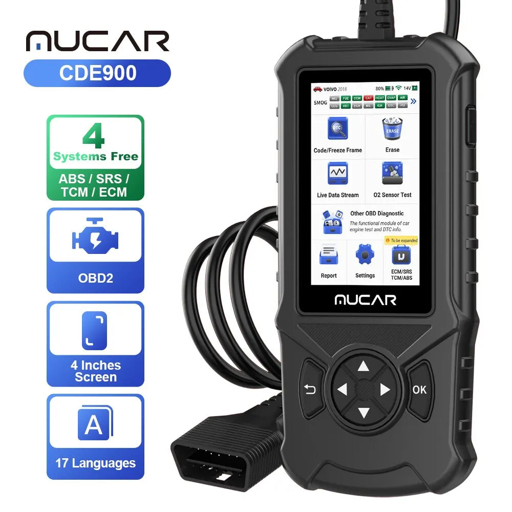 MUCAR CDE900/CDE900 PRO OBD2 Auto Diagnostic Tool car Scanner Tools full system 28 reset Code Reader Scan Tool 2+32G WIFI Update