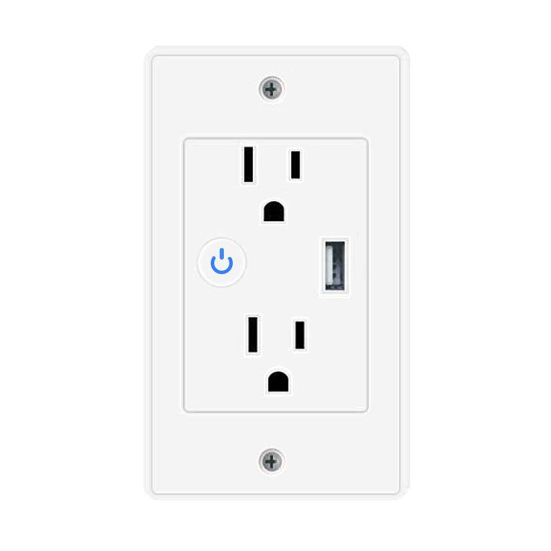 Smart WiFi Wall Outlet with USB Ports – 15A Dual Socket, App & Voice Control