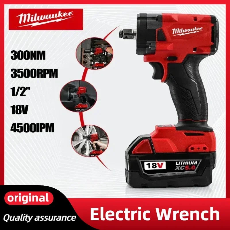 Milwaukee Brushless Cordless Electric Impact Hammer Drill Angle Grinder Electric Circular Saw With18v Battery Combo Kits Power