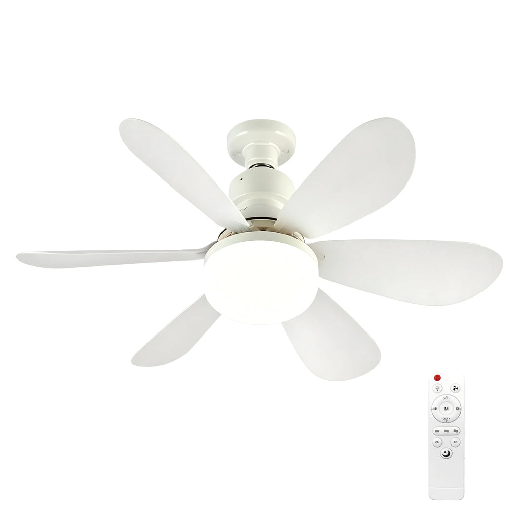 40W Ceiling Fan with Remote Control, E27 Base LED Light Fan, Quiet Smart Ceiling Fan Lamp for Bedroom Living Room Kitchen