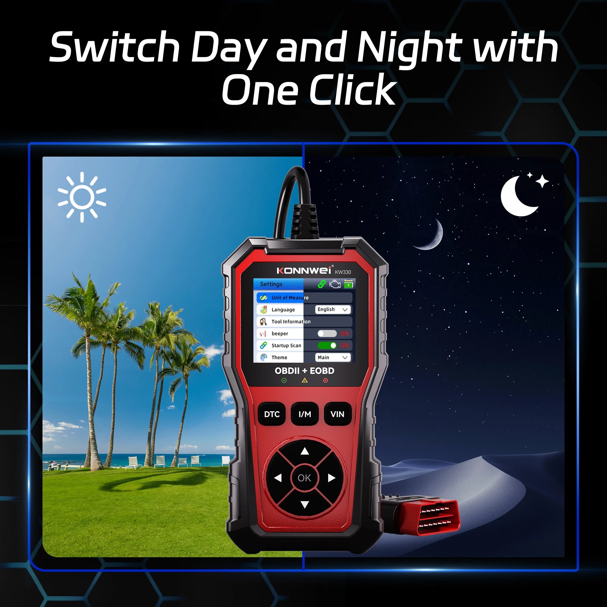 2026 KONNWEI KW330 Car OBD2 Fault Scanner Engine Battery Test  Fault Code Clear Real-Time Data Professional OBD Inspection Tool