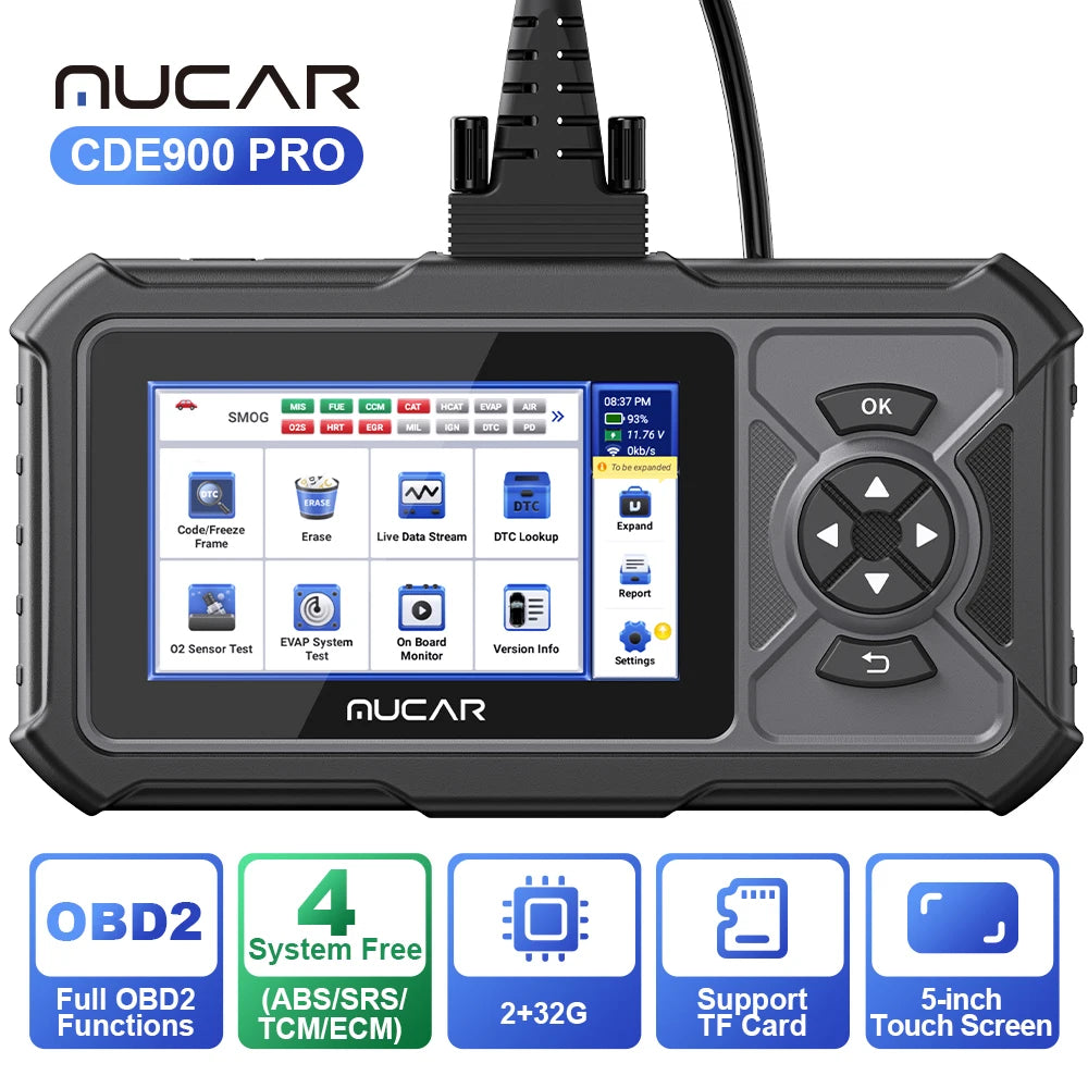 MUCAR CDE900/CDE900 PRO OBD2 Auto Diagnostic Tool car Scanner Tools full system 28 reset Code Reader Scan Tool 2+32G WIFI Update