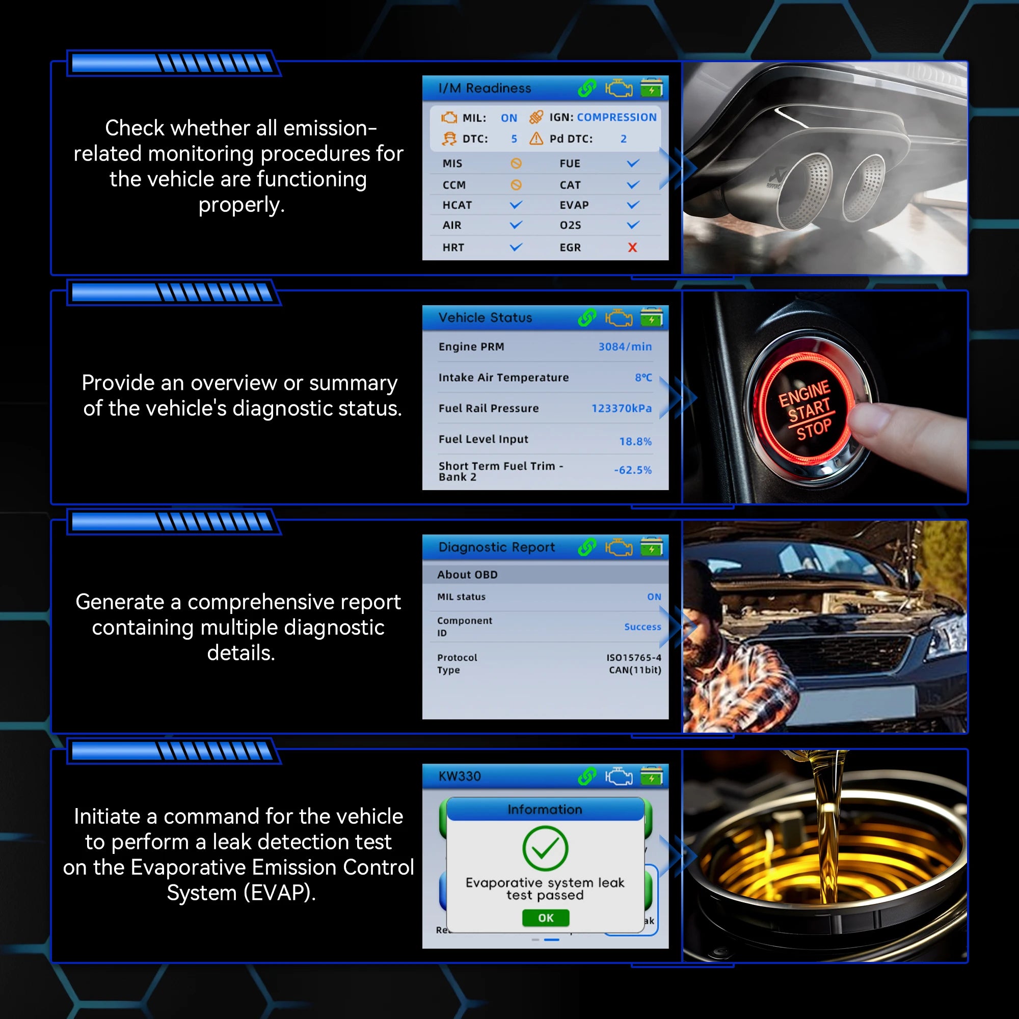2026 KONNWEI KW330 Car OBD2 Fault Scanner Engine Battery Test  Fault Code Clear Real-Time Data Professional OBD Inspection Tool