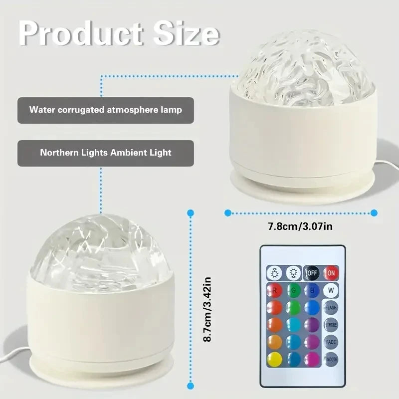 Starry Sky Galaxy Northern Aurora/Water Ripple LED Night Light 16 Color 360°Rotating RGB USB Lamp Remote Projector Ambient Light
