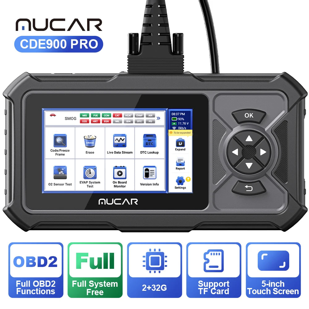 MUCAR CDE900/CDE900 PRO OBD2 Auto Diagnostic Tool car Scanner Tools full system 28 reset Code Reader Scan Tool 2+32G WIFI Update