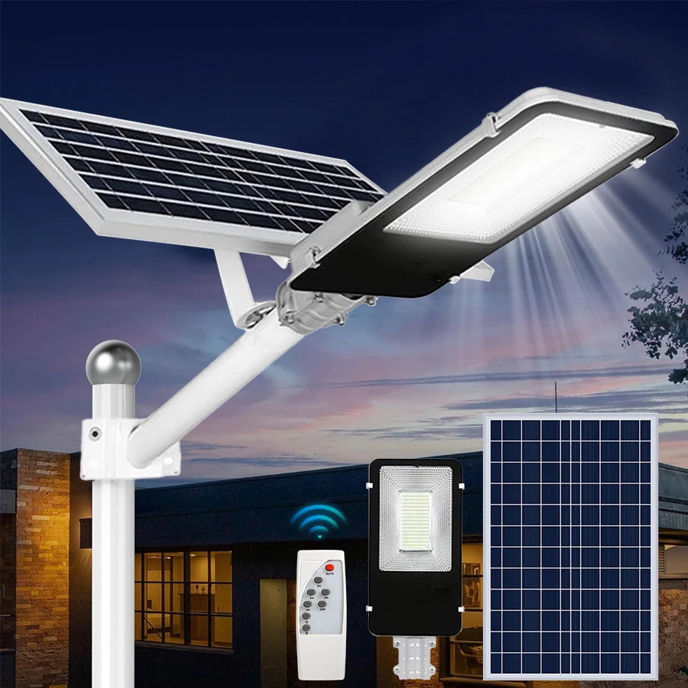 8000mah High Power Solar Street Lights Outdoor Commercial Parking Lot Light Dusk to Dawn Solar Security Flood Lights Solar Lamp
