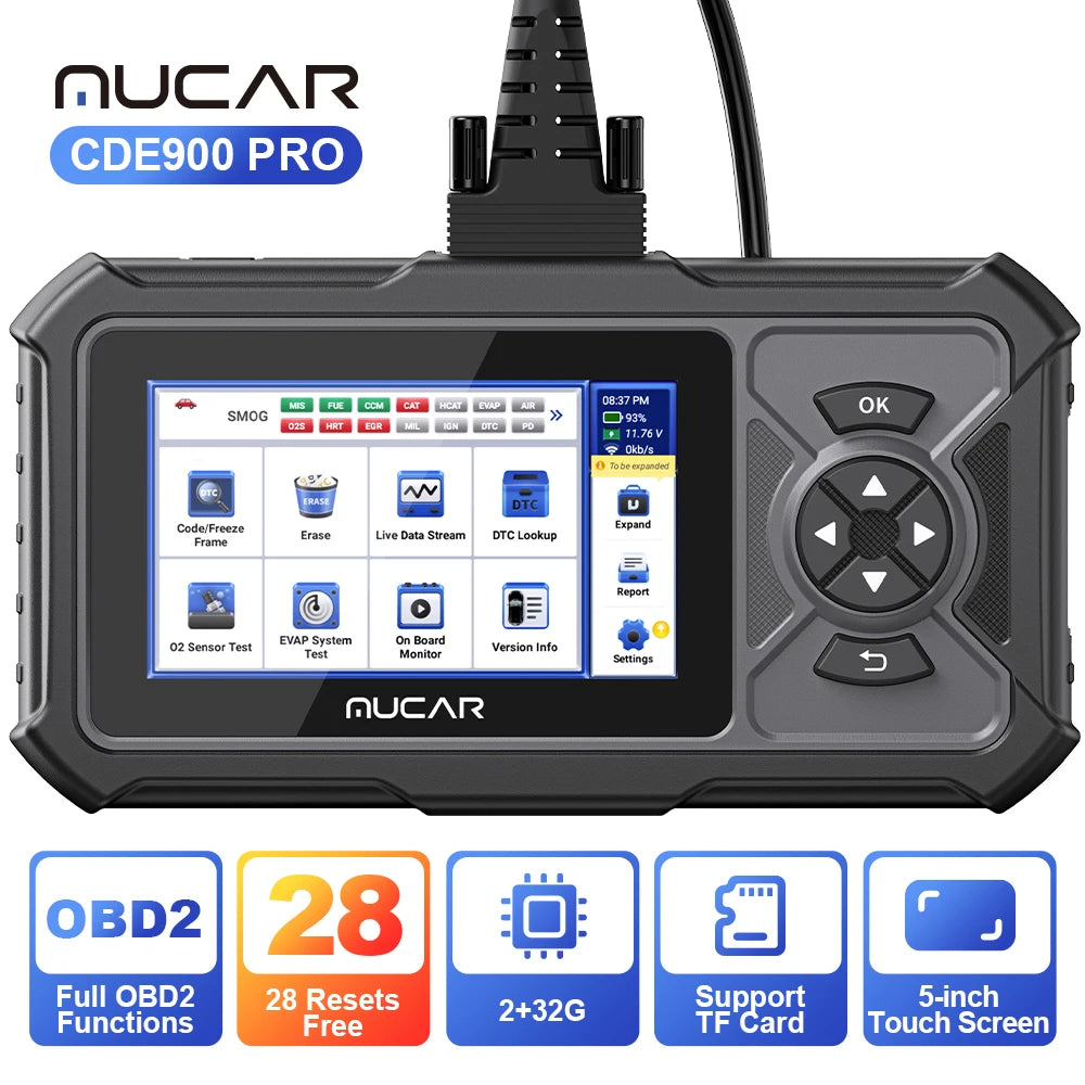 MUCAR CDE900/CDE900 PRO OBD2 Auto Diagnostic Tool car Scanner Tools full system 28 reset Code Reader Scan Tool 2+32G WIFI Update