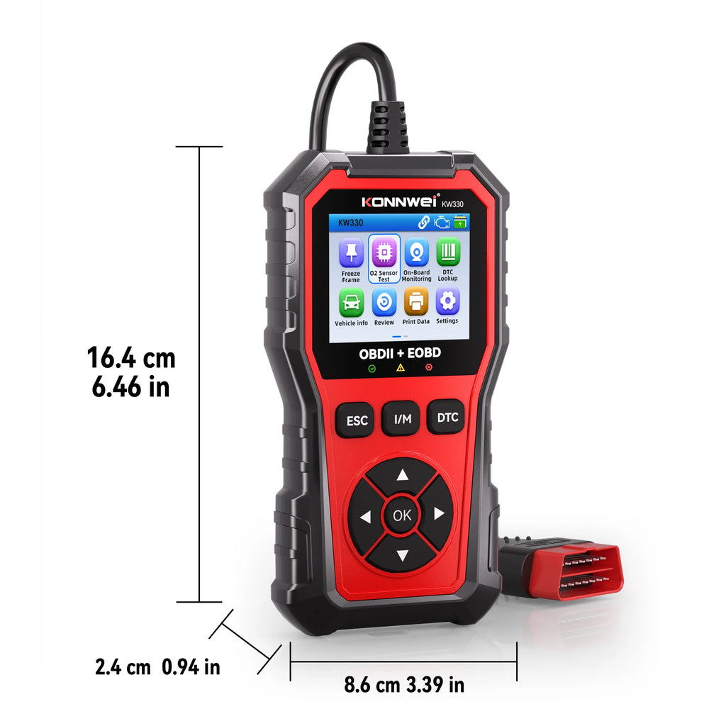 2026 KONNWEI KW330 Car OBD2 Fault Scanner Engine Battery Test  Fault Code Clear Real-Time Data Professional OBD Inspection Tool