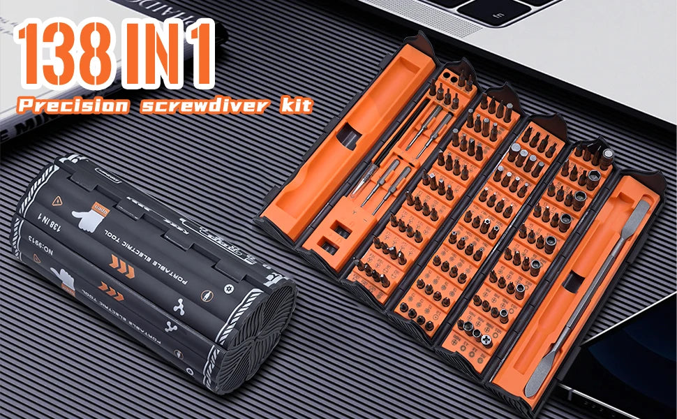 138 in 1 Electric Precision Screwdriver Set Mini Repair Tool Kit with 122 Magnetic Phillips Torx Bits for iPhone Watch Camera PC