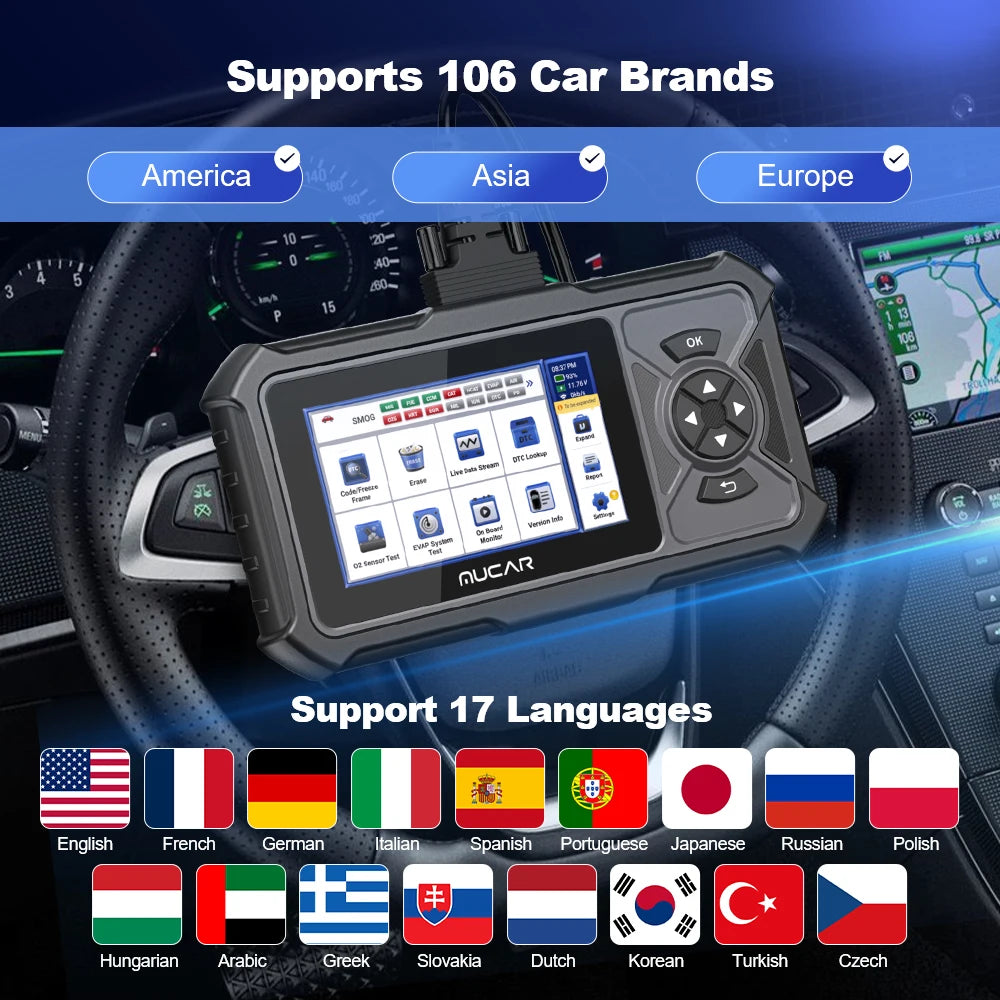 MUCAR CDE900/CDE900 PRO OBD2 Auto Diagnostic Tool car Scanner Tools full system 28 reset Code Reader Scan Tool 2+32G WIFI Update