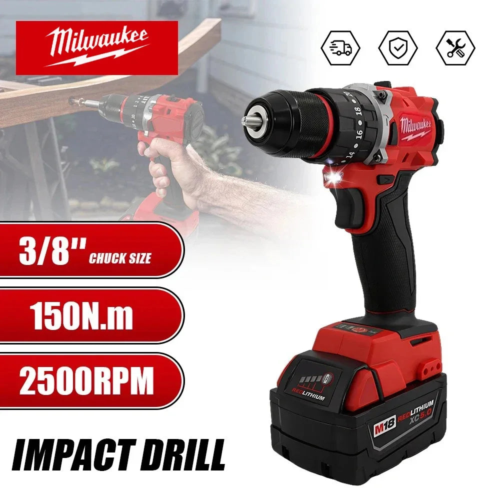 Milwaukee Brushless Cordless Electric Impact Hammer Drill Angle Grinder Electric Circular Saw With18v Battery Combo Kits Power