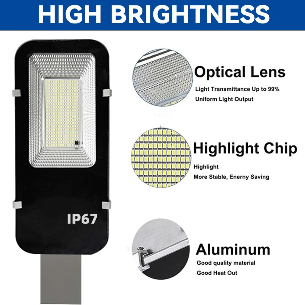 Solar Lights High-Power 6500K LED Dusk to Dawn Waterproof LED Solar Street Light Backyard Street Lamps Security Flood Lighting