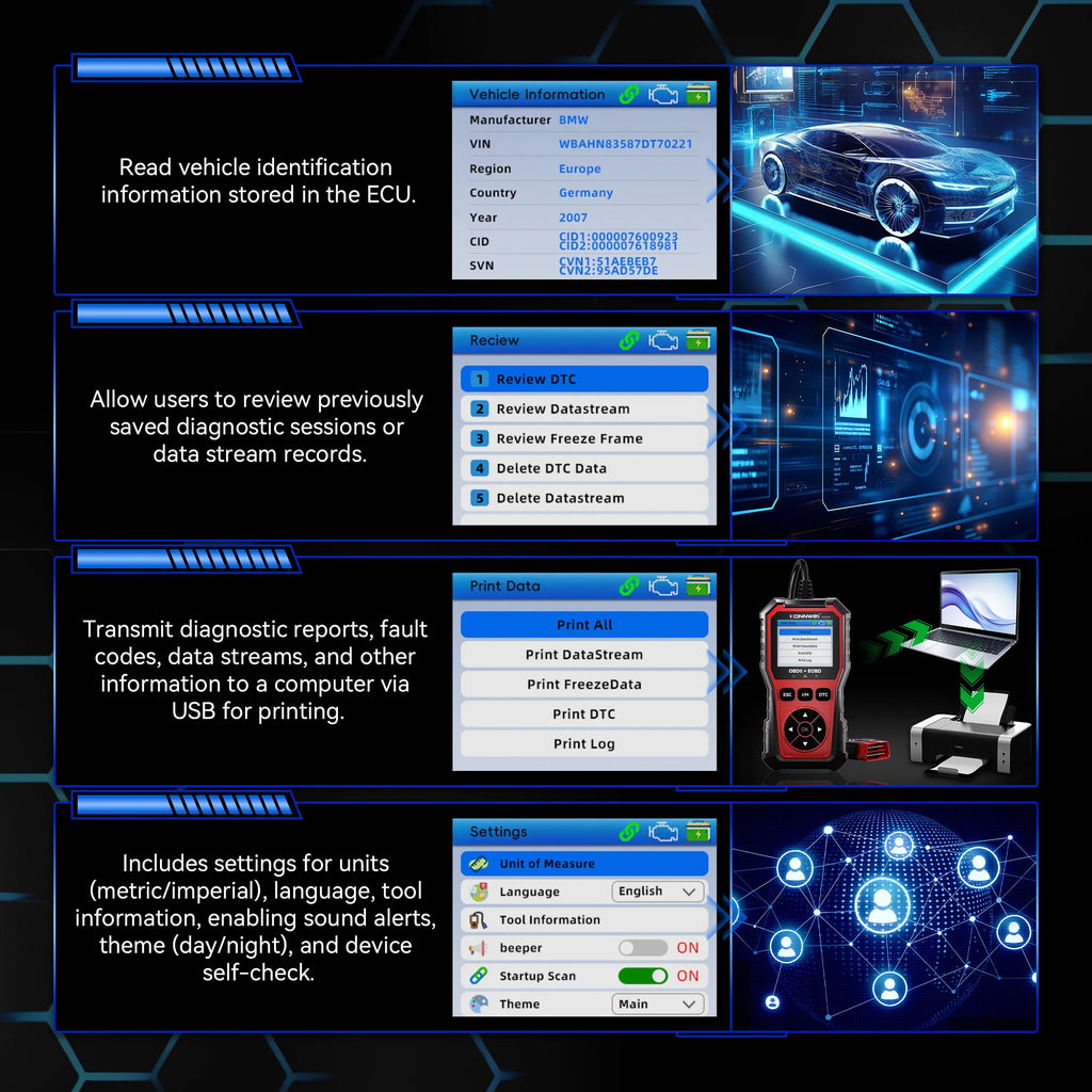 2026 KONNWEI KW330 Car OBD2 Fault Scanner Engine Battery Test  Fault Code Clear Real-Time Data Professional OBD Inspection Tool