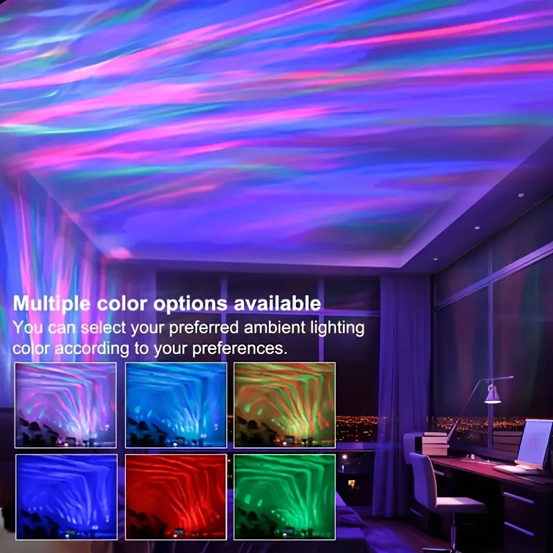 Starry Sky Galaxy Northern Aurora/Water Ripple LED Night Light 16 Color 360°Rotating RGB USB Lamp Remote Projector Ambient Light