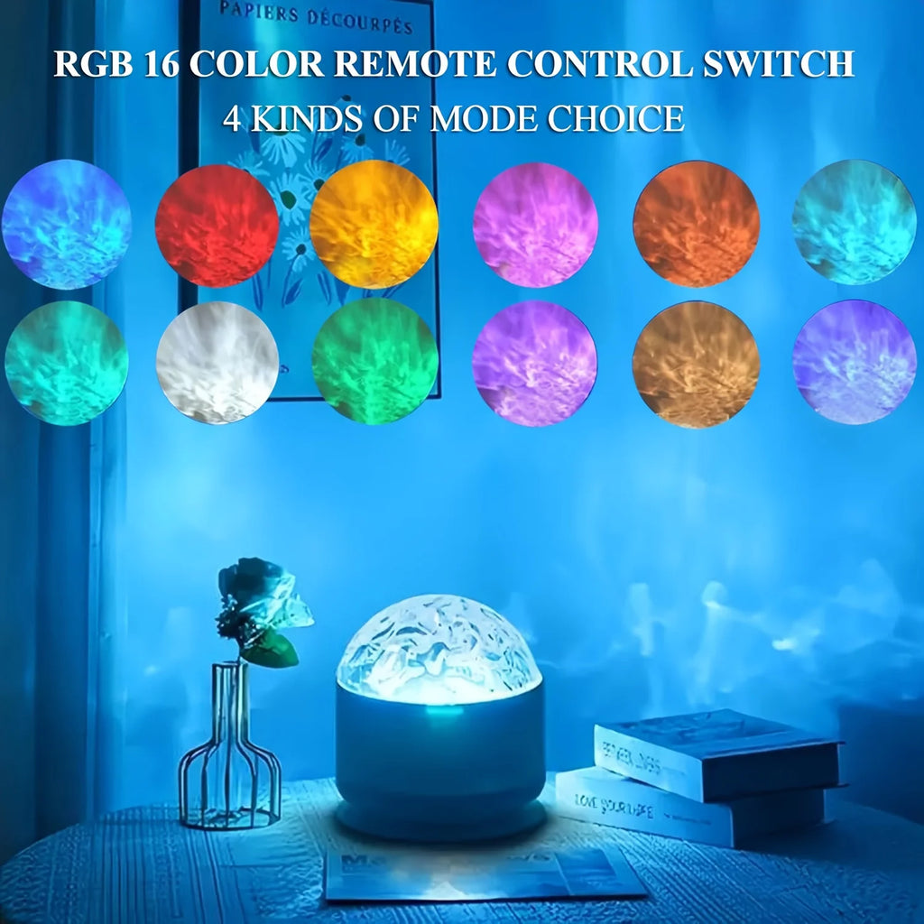Starry Sky Galaxy Northern Aurora/Water Ripple LED Night Light 16 Color 360°Rotating RGB USB Lamp Remote Projector Ambient Light