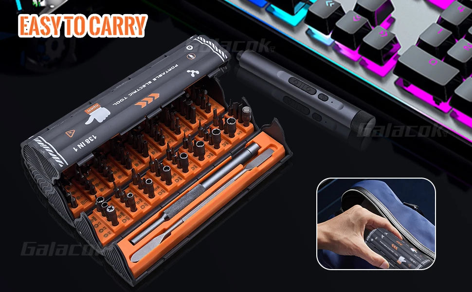 138 in 1 Electric Precision Screwdriver Set Mini Repair Tool Kit with 122 Magnetic Phillips Torx Bits for iPhone Watch Camera PC